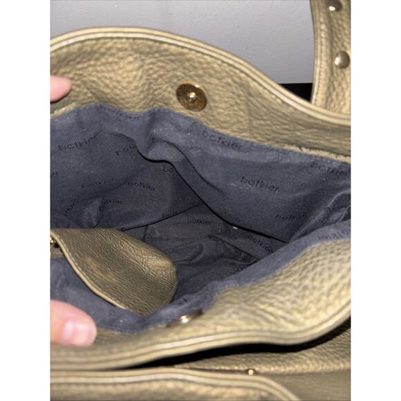 BOTKIER Trigger XL Satchel BIG Shoulder Bag Gold Metallic LEATHER Preowned READ - Picture 10 of 16